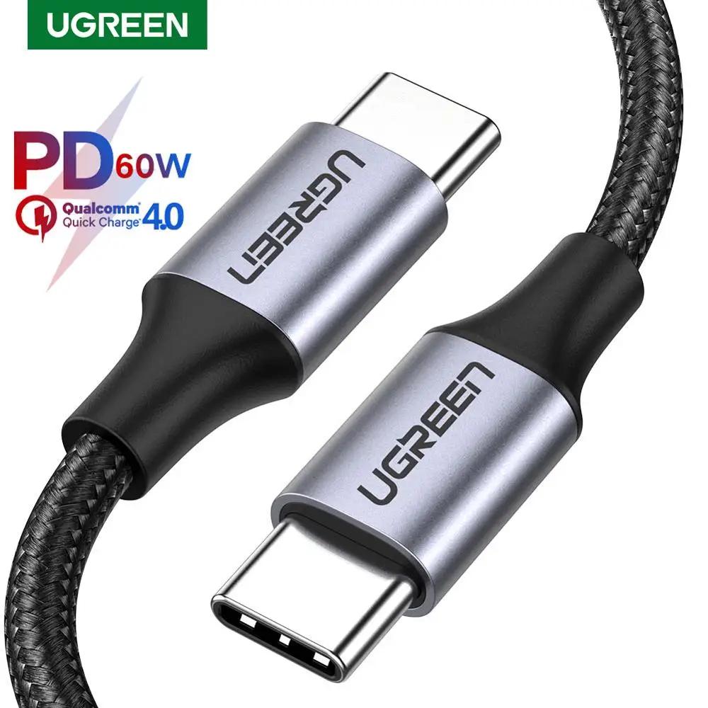 Ugreen USB C to USB C Ÿ ̺, ƺ  е 2020 USB  ̾, Ｚ S20 ȭ   4.0 PD 60W ̺